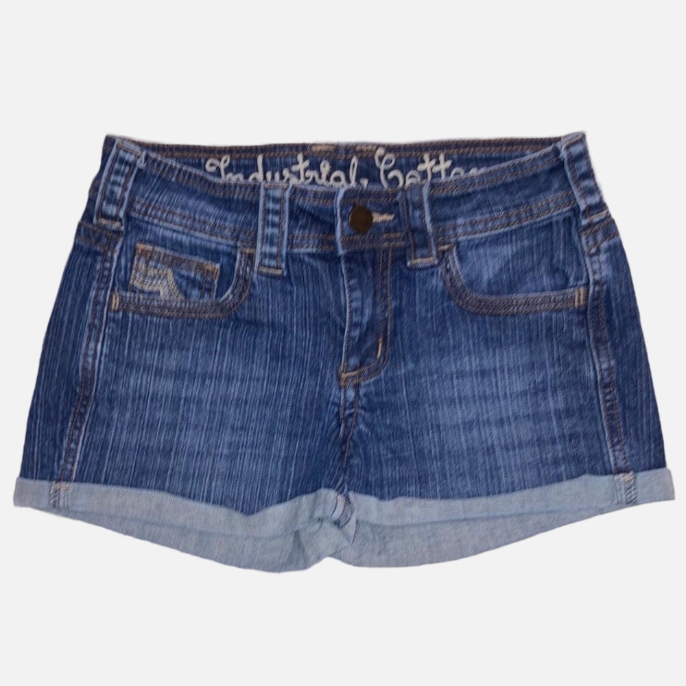 Industrial Cotton Rolled Up Hem Jean Shorts Size 1